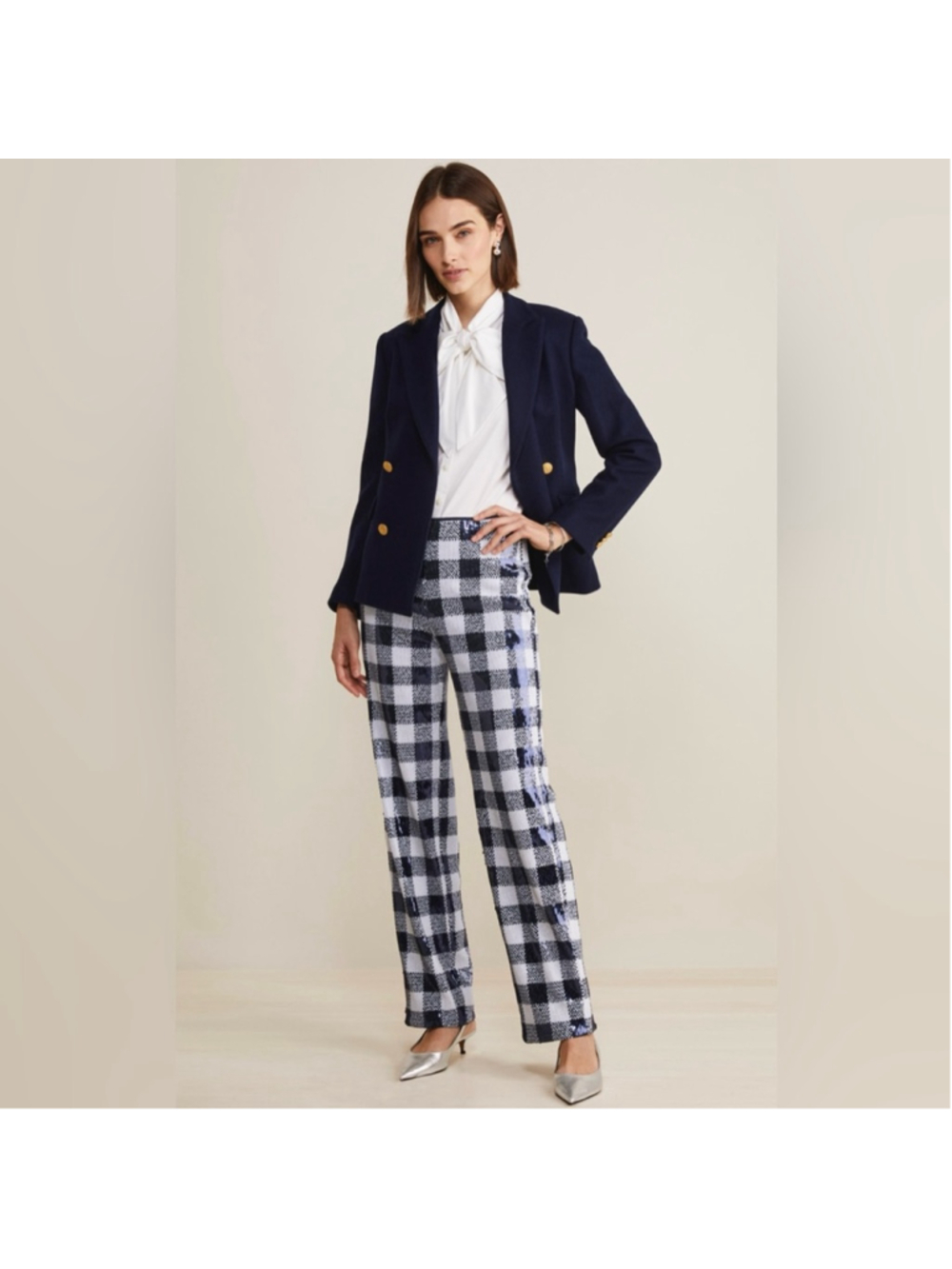 Vineyard Vines Black & White Sequin Trouser - Chic & Stylish size 2